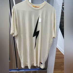 Men’s Aviator Nation vintage white lightning bolt crew neck Tshirt.  Brand new!